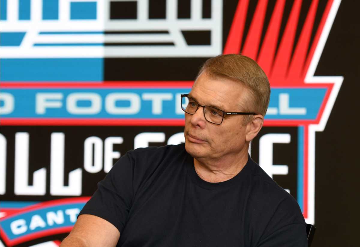 Joe Klecko answers questions at the Pro Football Hall of Fame in Canton